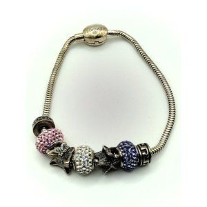 Sterling Silver MEMORIES Sliding Charms Snake Bracelet 8.25"